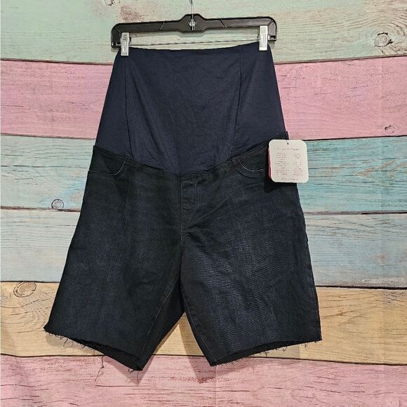 Women's Crossover Panel Maternity Bermuda Jean Shorts Size 4 - Picture 1 of 4